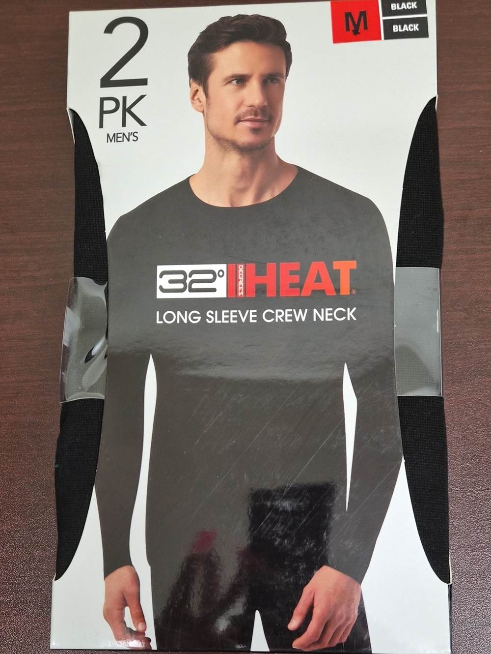 Men's Black Long Sleeve Crew Neck Shirt - 2 Pack Size M